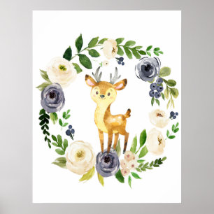 Poster Pépinière florale de cerfs de forêt