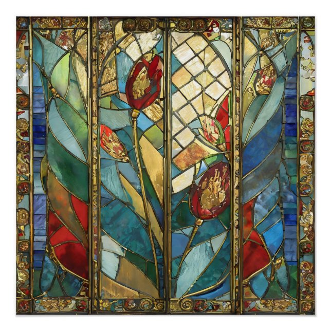 Poster Pépites en chef rouges en verre tendu au lever du  (Devant)