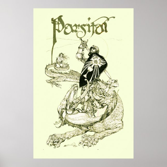 Poster PERCEVAL COMBAT DE DRAGON,QUÊTE SAINT GRAAL Fantas (Devant)