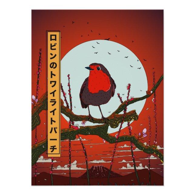 Poster Perchoir crépusculaire de Robin (Devant)