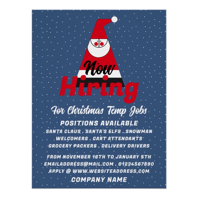 Poster Père Noël Abstraite, Recrutement Saisonnier Public (Devant)
