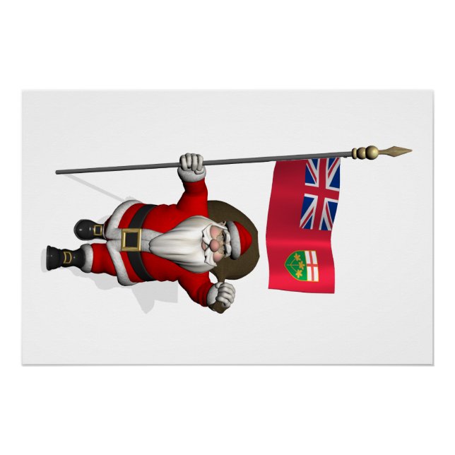 Poster Père Noël Avec Drapeau De L'Ontario CDN (Devant)