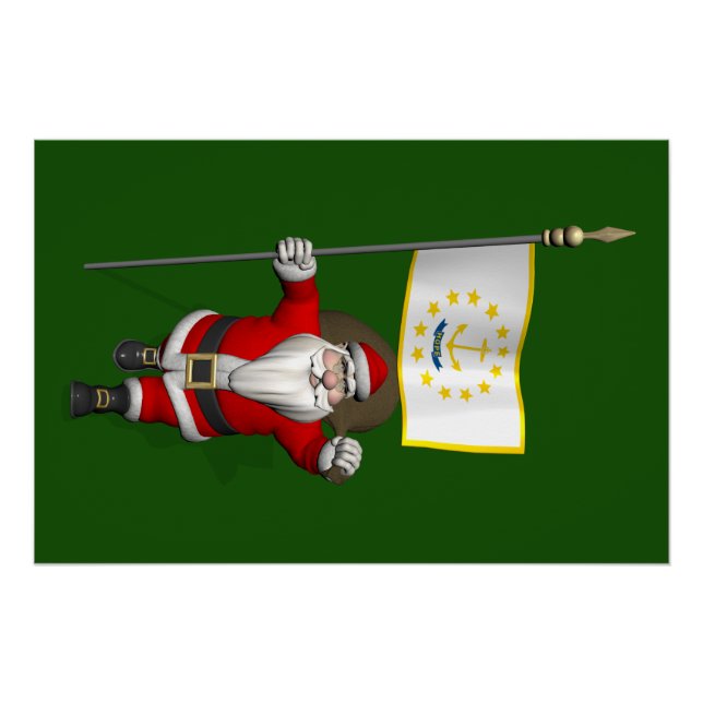 Poster Père Noël avec l'enseigne de Rhode Island (Devant)