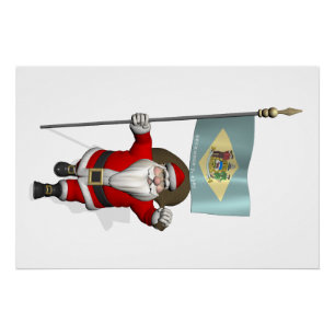 Poster Père Noël avec l'enseigne du Delaware