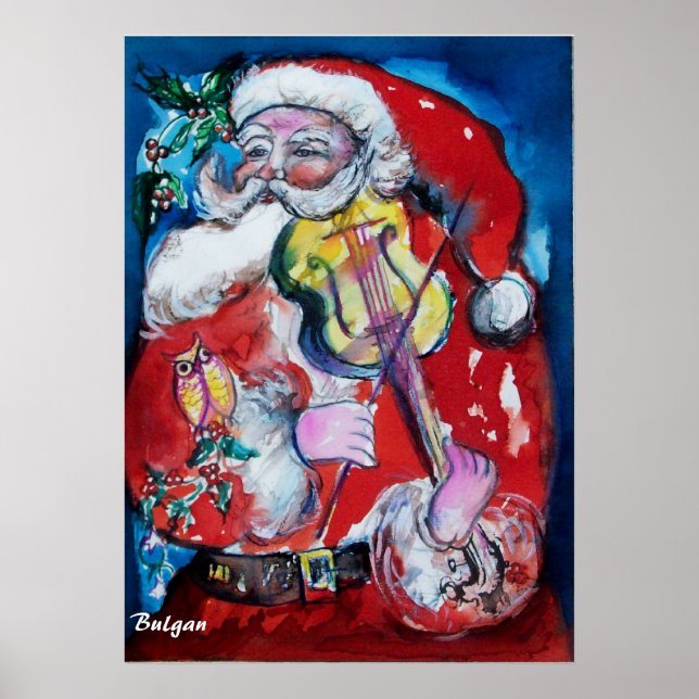 POSTER PÈRE NOËL AVEC VIOLON (Devant)