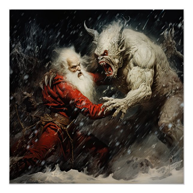 Poster Père Noël contre Krampus (Devant)