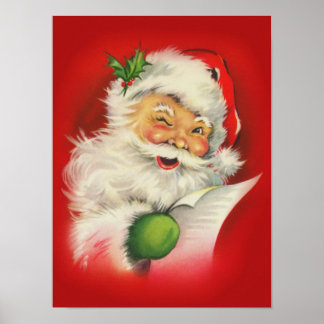 Poster Père Noël de Noël vintage