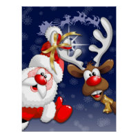 Père Noël et Reindeer Joyeux Noël Joyeux dessin an