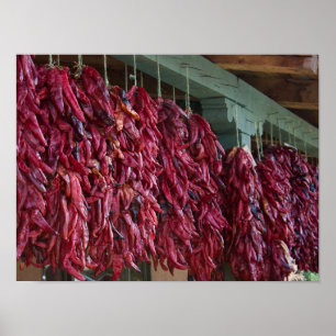 Poster père Noël Fe Red Chili Ristras Nouveau-Mexi