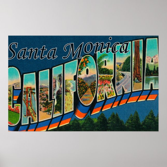 Poster Père Noël Monica, Californie - Scènes de grandes l (Devant)