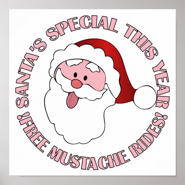 Poster père Noël Mustache Rides (Devant)