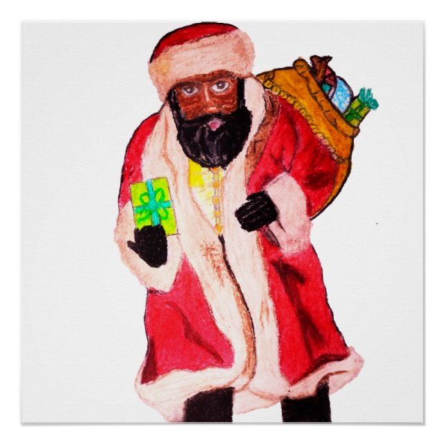 POSTER PÈRE NOËL NOIR  (Devant)