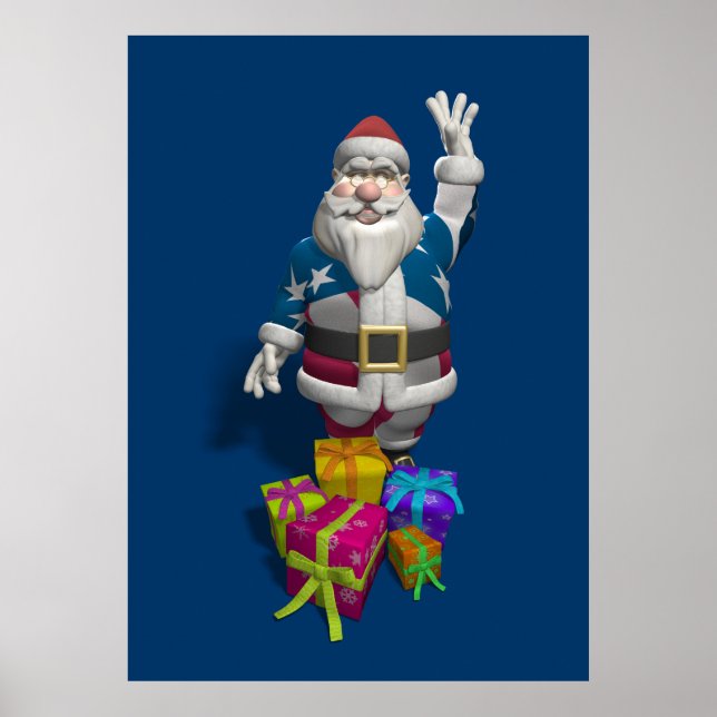 Poster Père Noël patriotique américain (Devant)