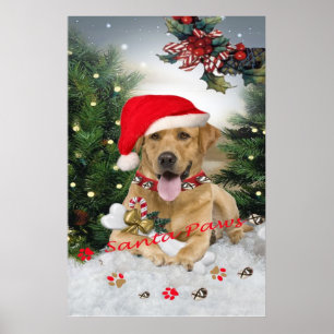 Poster Père Noël Paws du Laboratoire Jaune