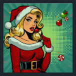 Poster Père Noël Pinup : Pop Art Glam<br><div class="desc">Une pop art ludique sur la pinup classique, cette blonde glamour roche un costume Père Noël avec un flair vintage. Ses lèvres rouges audacieuses, sa pop festive et son ambiance rétro apportent une touche moderne et gaie au style pinup de vacances.</div>