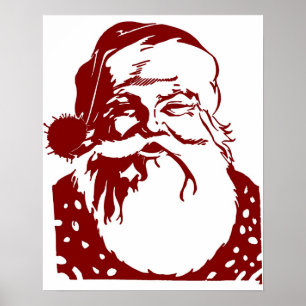 Poster Père Noël Pop art Joyeux Noël rouge