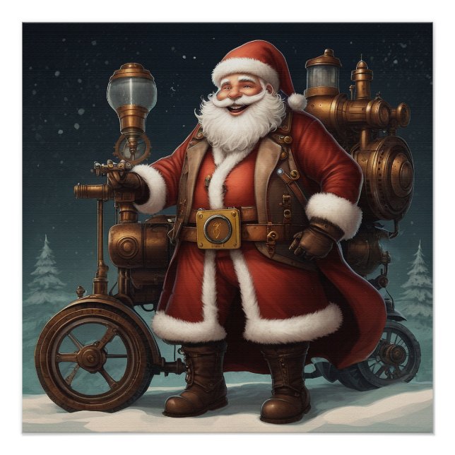 Poster Père Noël Steampunk Sleigh (Devant)