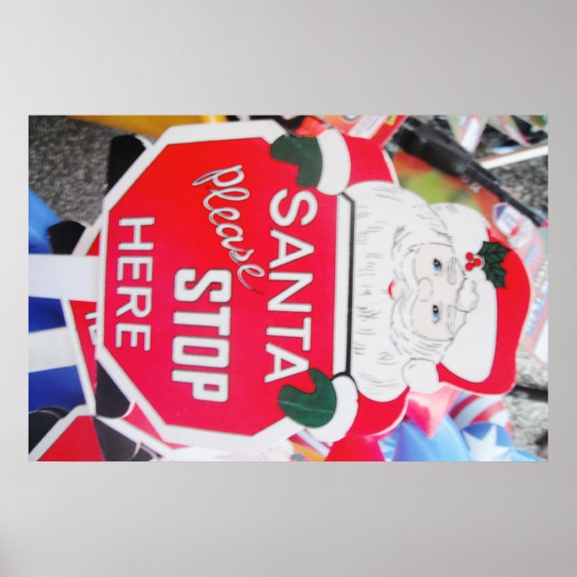 Poster Père Noël & Stop Here Sign (Devant)