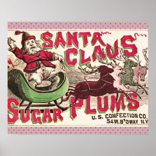 Poster Père Noël Vintage Pralines Publicité Ancienne Conf