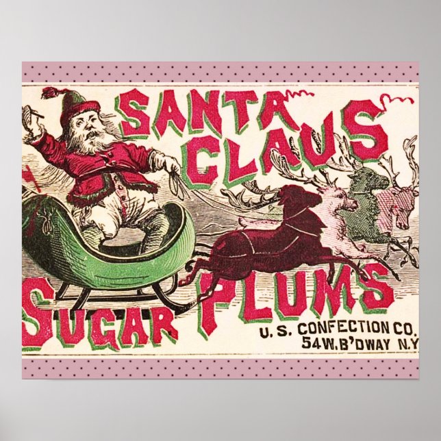 Poster Père Noël Vintage Pralines Publicité Ancienne Conf (Devant)