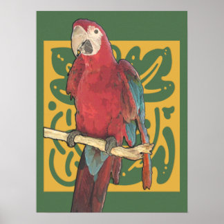 Poster Perroquet Art Nouveau