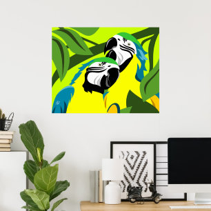 Poster Perroquets macaw bleu et or