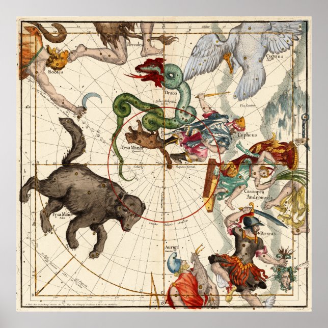 Poster Perseus, Hercules, Cassiopea et Andromeda (Devant)