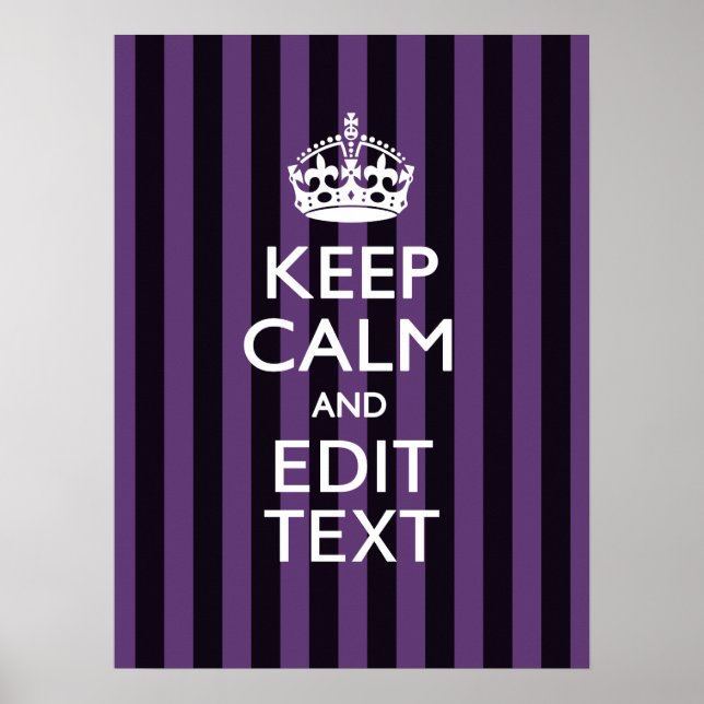 Poster Personalize it Keep Calm Your Text Purple Stripes (Devant)