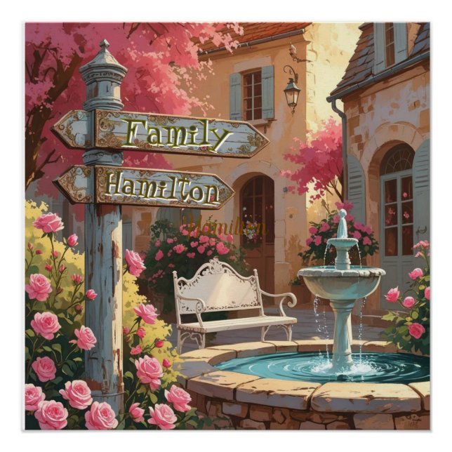 Poster Personalized Italian Villa Signpost – Rustic Wall  (Devant)