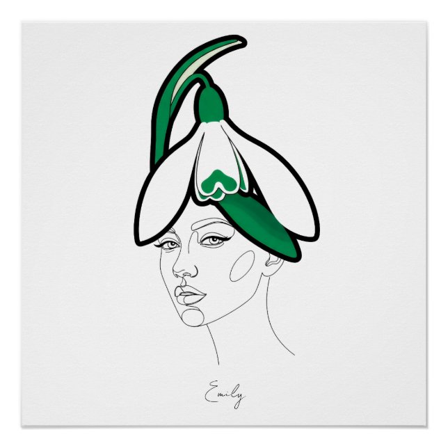 Poster Personalized January Birth Flower Portrait (Devant)