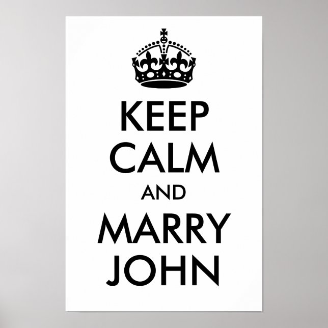 Poster Personalized Keep Calm and Marry On Black (Devant)