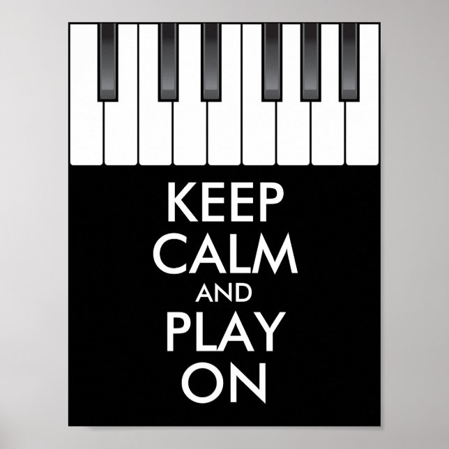 Poster Personalized KEEP CALM and PLAY ON -Keyboard piano (Devant)