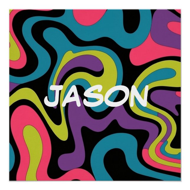 Poster Personalized Neon Abstract Pattern — Retro Design (Devant)