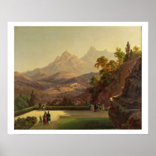 Poster Personnages élégants qui parlent sur une terrasse,