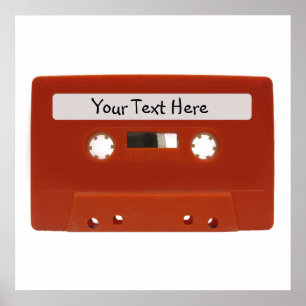 Poster personnalisable sur bande de cassette rouge