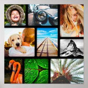 Poster personnalisé 9 Photo Collage encadré noir
