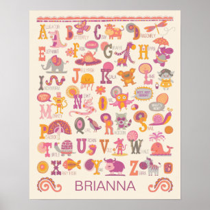 Poster personnalisé ABC Animal Alphabet Girl
