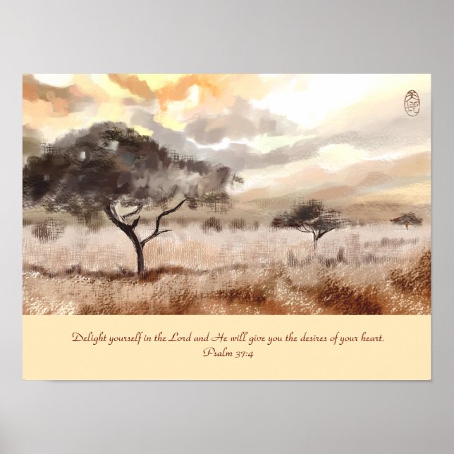 Poster personnalisé Acacia Trees avec Verse Bible (Devant)
