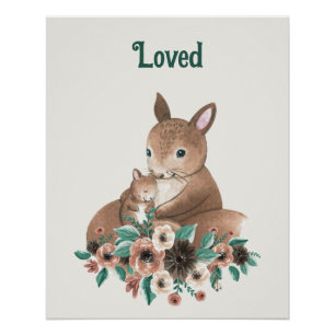 Poster Personnalisé "Aimé" Mère & Bébé écureuil