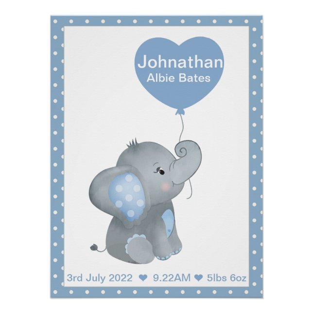 Poster Personnalisé Baby Elephant Birth Imprimer (Devant)