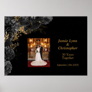 Poster personnalisé Black Floral Mariage Anniversa