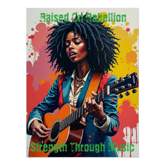 Poster Personnalisé Black Woman Guitarist Art Inspiration
