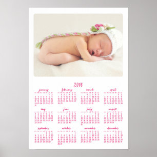 Poster personnalisé blanc Calendrier annuel 2016