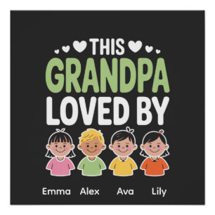 Poster Personnalisé Ce Grand-Papa Aimé Par – Enfants Pers
