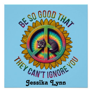 Poster Personnalisé Chat Paix Hippie Tie Dye