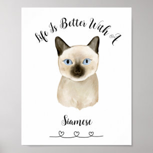 Poster personnalisé Chat Siamese Pet Wall Art