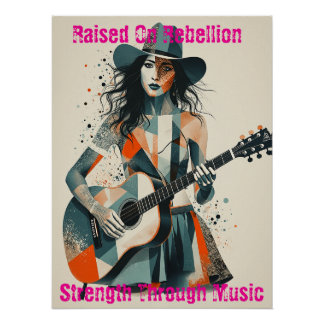 Poster Personnalisé Country Girl Guitarist Art Inspiratio