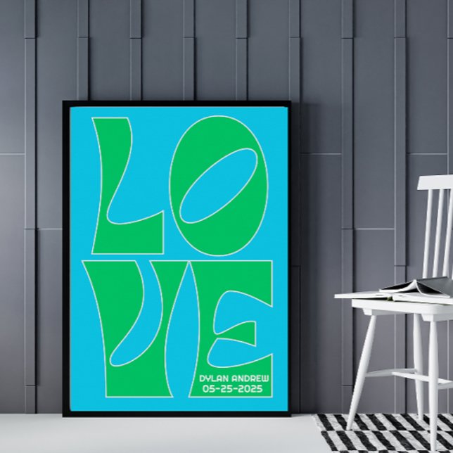 Poster personnalisé de la Nursery LOVE en bleu et  (Créateur téléchargé)