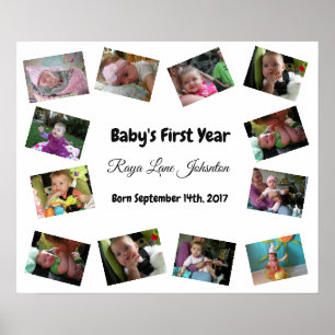 Poster personnalisé de la première année du bébé