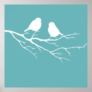 Poster Personnalisé Deux Petits Oiseaux De Bruant Blanc S
